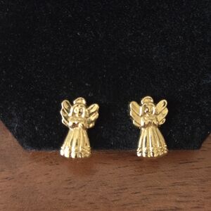 Vtg Avon Golden Angel Clip-on Earrings